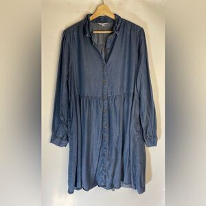 Time and Tru Button Front Long Sleeve Soft Denim Dress XL (16-18)